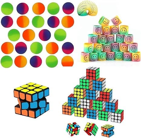 TOY GARDEN Kids Party Favor Bundle 68 Pcs | Bouncy Balls 24pcs, Smiley Springs 24pcs, Mini Cube Puzzles 20pcs, Fun Return Gifts for Kids Boys and Girls, Birthday Party Supplies, Pinata Fillers on Amazon.ae - Price Tracker