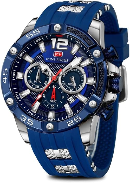 Mens Sport Watches Military Waterproof Multifunction Chronograph Watch Luminous Silicon Strap Casual Watches for Men Fashion Business Wrist Watch Clock على Amazon.ae - متتبع الأسعار