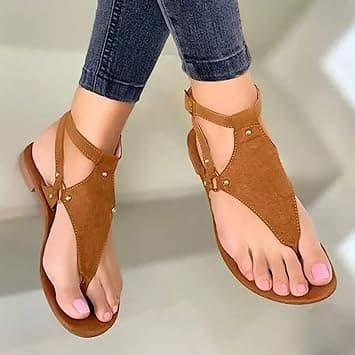 Women Sandals 2021 Summer Outdoor Beach Flip-flop Sandals Solid Fashion Gladiator Sandals Women Flats Casual Ladies Shoes(Size:40,Color:Brown) on Amazon.ae - Price Tracker