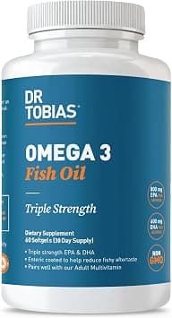 Dr. Tobias Omega 3 Fish Oil, 2000mg Triple Strength with 800mg EPA 600mg DHA Per Serving, Fish Oil Omega 3 Supplements for Heart, Brain & Immune Support, 60 Softgels, 30 Servings on Amazon.ae - Price Tracker