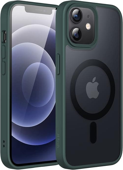 JETech Magnetic Case for iPhone 12/12 Pro 6.1-Inch Compatible with MagSafe, Translucent Matte Back Slim Shockproof Phone Cover (Dark Green) on Amazon - Best Deal Finder