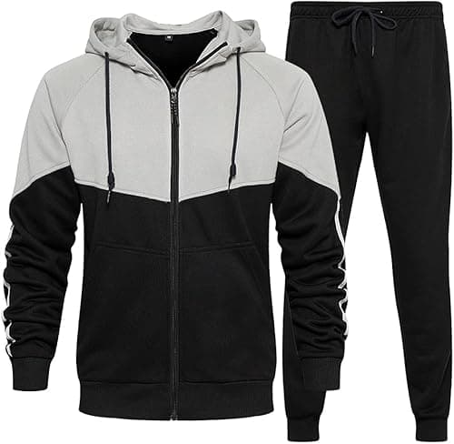 MANTORS Men's Hooded Athletic Tracksuit Casual 2 Pieces Suits Color Block Hoodies and Sweatpants Set on Amazon.ae - Price Tracker