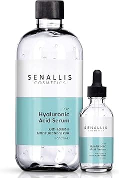 SenAllis Cosmetics Hyaluronic Acid Serum 8 fl oz And 2 fl oz, Made From Pure Hyaluronic Acid, Anti Aging/Wrinkle, Ultra-Hydrating Moisturizer That Reduces Dry Skin Manufactured In USA على Amazon.ae - متتبع الأسعار