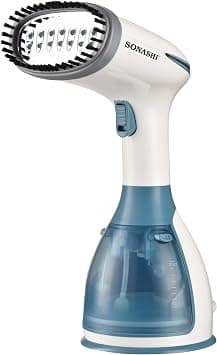 Sonashi Handheld Garment Steamer, 280ML Detachable Water Tank Capacity, Steam Rate of 25-30G/Min, Steam Lock, Compact Design, Versatile Accessories, Portable Steamer 1500W SGS-327 White/Blue على Amazon.ae - متتبع الأسعار