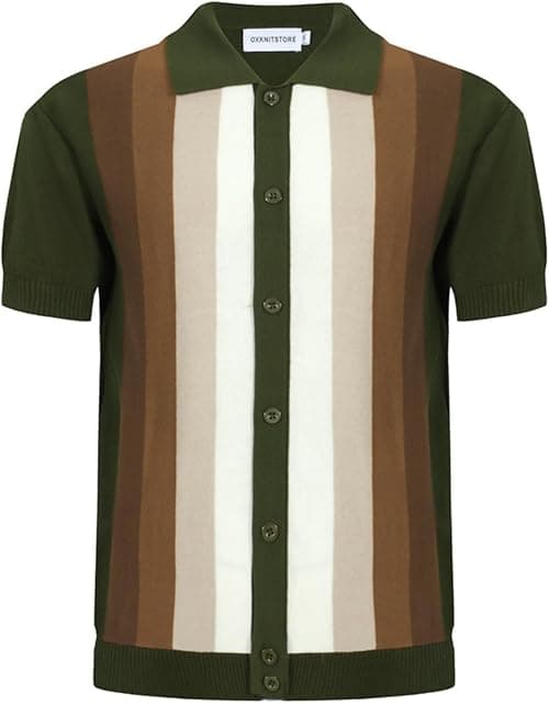 OXKNIT Men’s Knitted Vintage Polo Shirt, 1960s Mod Style Retro Polo Textures Shirt with Double Line Neck on Amazon.ae - Price Tracker