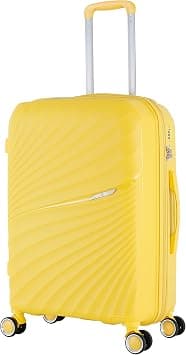 H.T Expandable Checked Luggage with Spinner Wheels, TSA Lock & Secure Zipper – Medium Hard Shell Travel Suitcase (24-Inch, 64 Litre, Medium Checked, Yellow) on Amazon - Best Deal Finder