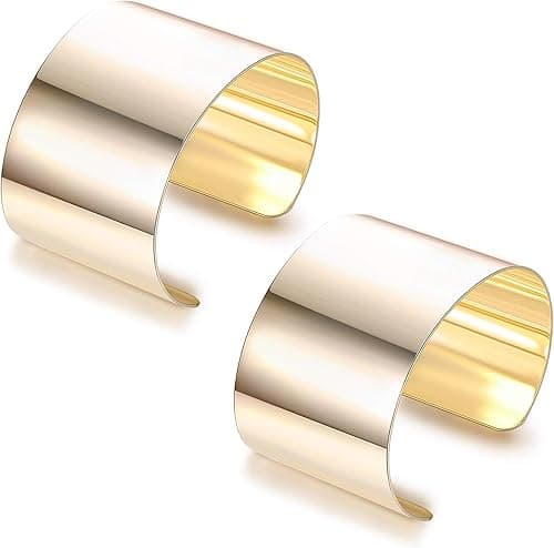 BIGTHREE 2pcs Gold Cuff Bracelets, Chunky Bracelet for Women, Opening Bracelets, High-Grade Metal Bracelet, C-Shaped Adjustable Polished, Daily Versatile for Women, Open Wide Wire Bangle Bracelets on Amazon.ae - Price Tracker