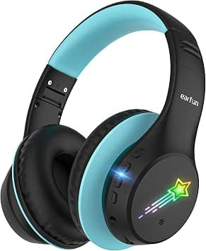 EarFun K4 Kids Bluetooth Headphones, Wireless Headphones with LED Lights, 74/85/94dBA Volume Limited, Built-in Mic, 90H Playtime, Bluetooth 5.4 Over Ear Headphone for iPad/Tablet/School, Dark Black على Amazon.ae - متتبع الأسعار