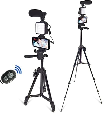 Smartphone Video Kit, Vlogging Kit, Youtuber Kit, with Microphone Light Tripod 50" Extendable Phone Clip Remote Control Compatible with iPhone/Smartphone/Cameras, S- UK-vlogging kit -05 on Amazon.ae - Price Tracker