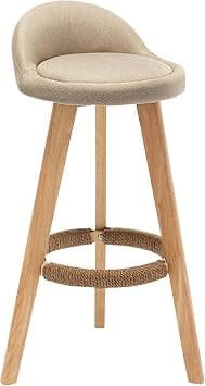 Beauenty Bar Chairs with Upholstered Backs, High Chairs, Solid Wood Bar Stool, Modern Bar Stools for Bars, Cafes, Family Restaurants (Beige,60CM) على Amazon.ae - متتبع الأسعار