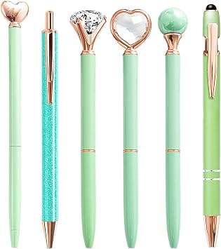 YOXMJDB Teacher Pens, 6 Pcs Green Ballpoint With Diamond Crystal, 1.0mm Medium Point Black Ink, Office and School Supplies, Gifts for Women on Amazon.sa - Price Tracker