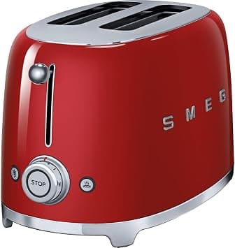 Smeg Tsf01RdUK, 50'S Retro Style 2 Slice Toaster,6 Browning Levels,2 Extra Wide Bread Slots, Defrost And Reheat Functions, Removable Crumb Tray- Red"Min 1 year manufacturer warranty" on Amazon.ae - Price Tracker