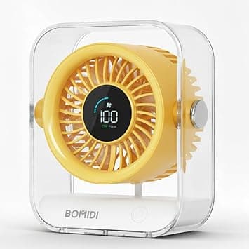 BOMIDI Desk Fan with Digital Display, 3000mAh Battery Operated, 7-Blade Quiet Cooling Fan, 60° Wide Angle Air Circulation, 3 Speeds for Office Home Bedroom - White on Amazon.ae - Price Tracker