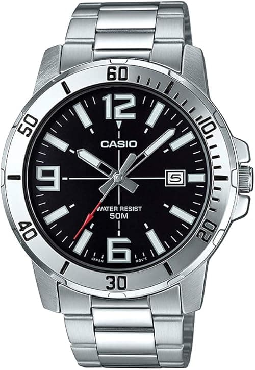 Casio Men's Watch - MTP-VD01D-1BVUDF Black Dial, Silver Band on Amazon.ae - Price Tracker