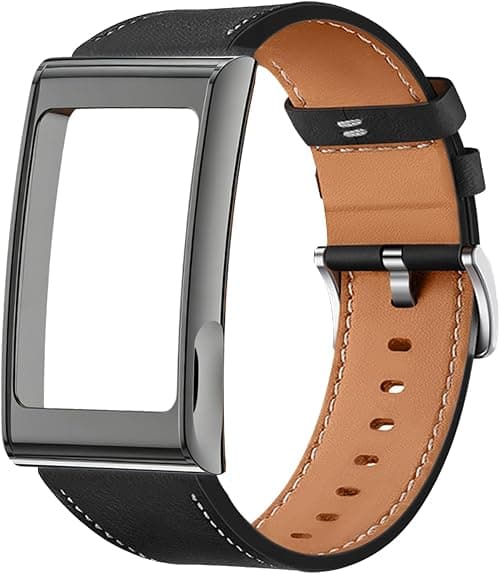 Leather Watch Strap 22mm Compatible with Amazfit Helio, Men's Replacement Straps with Steel Buckle Protective Shield Helio on Amazon.ae - Price Tracker