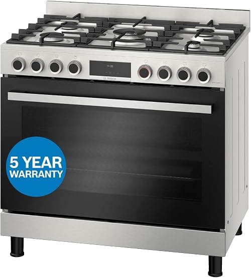 Bosch Freestanding Gas Range Cooker, HIZ5G7W50M, Cast Iron Pan Support, Stainless Steel, 5 Year Manufacturer Warranty, German Engineering on Amazon.ae - Price Tracker