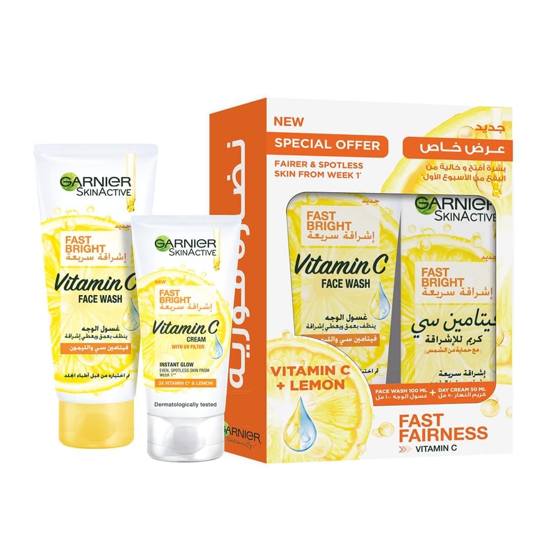 Garnier SkinActive Fast Bright Skincare Routine - Face Wash 100ml and Day Cream 50ml on Amazon.ae - Price Tracker