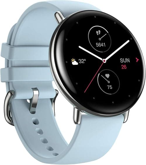 Zepp E Circle Smart Watch Health and Fitness Tacker with Heart Rate, SpO2 and REM Sleep Monitoring, Stainless Steel Body, Fluoroelastomer Band, Ice Blue, W1936OV6N on Amazon.ae - Price Tracker