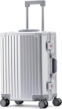 All Aluminum Suitcase, 50.8 cm, Hand Luggage, Hard Shell Case, Boardable Cabin Trolley, Luggage with TSA Locks, Silent Wheels, silver, 24 inch, Plain on Amazon - Best Deal Finder