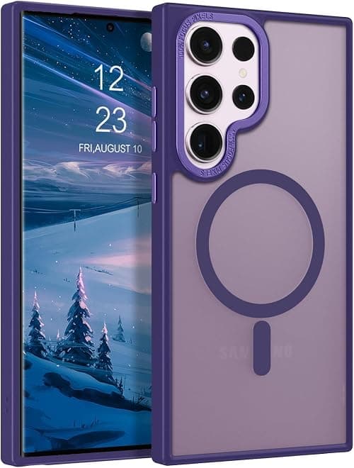 Eligo for Samsung S23 Ultra Case, Compatible with MagSafe, Magnetic Translucent Matte Back Shockproof Cover with Strong Magnet, Slim Thin Full Protection Phone Case for Galaxy S23 Ultra 5G (Purple) on Amazon.sa - Price Tracker