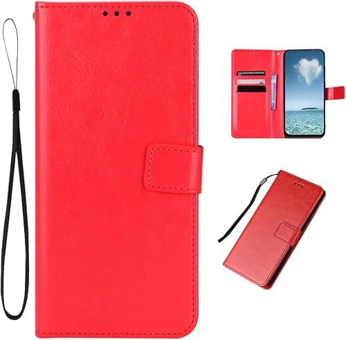 COQUE Case for Xiaomi Poco F8 Ultra 5G, Magnetic Crazy Horse Leather Card Slot Wallet Case, Xiaomi Poco F8 Ultra 5G Flip Case-Red على Amazon.ae - متتبع الأسعار