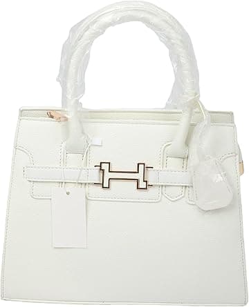 Designer Structured Handbag, Vegan Leather, Multiple Colors Available, Top Handle Satchel Purse with Decorative Lock Detail on Amazon.ae - Price Tracker