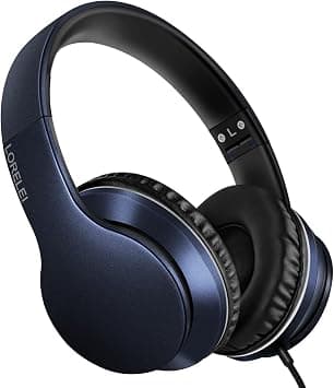 LORELEI X6 Over-Ear Headphones with Microphone, Lightweight Foldable & Portable Stereo Bass Headphones with 1.45M No-Tangle, Wired Headphones for Smartphone Tablet MP3 / 4 (Dark Blue) على Amazon.ae - متتبع الأسعار