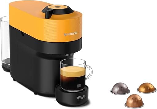 Nespresso Vertuo Pop Coffee Machine by De'Longhi, Over 30 Varieties of Pods, Compact Footprint, Americano, Starter Capsule Set Included, ENV90.Y, Yellow على Amazon.ae - متتبع الأسعار