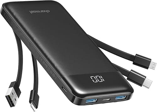 Charmast Power Bank with Built in Cable, 10000mAh USB C Battery pack 6 Outputs 2 Inputs with LED Display Type C Powerbank Portable Charger Compatible with Smartphones Tablets and More on Amazon.ae - Price Tracker