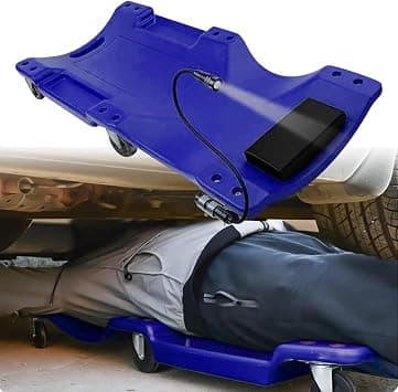 Automotive Mechanic Plastic Creeper 40In Rolling Garage Shop Creeper Low Profile Under Car Repair Tools Ergonomic Blow Molded Body Cart Creeper with Padded Headrest Tool Tray LED Light 440LBS Capacity على Amazon.ae - متتبع الأسعار