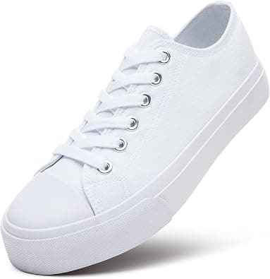 ZGR Womens Low Top Canvas Shoes,Lace up Canvas Sneakers,Casual White Tennis Walking Shoes on Amazon.sa - Price Tracker