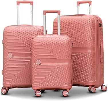Hard Case 3 Piece Set (20/24/28 Inch) Luggage Lightweight Durable Wheeled Unbreakable Rose Gold Suitcase, Secured Lock on Amazon.ae - Price Tracker