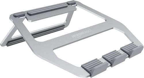 Amazon Basics Aluminum Portable Foldable Laptop Support Stand for Laptops up to 15 Inches, Silver on Amazon.sa - Price Tracker