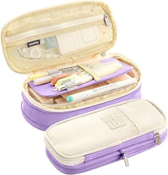 LHMTQVK Large Capacity Pencil Case Pencil Pouch Handheld Pen Bag, school pencil case for Teen Girl Boy Men Women Adult Christmas Gifts, Purple-beige, Portable - Amazon.ae Price Tracker