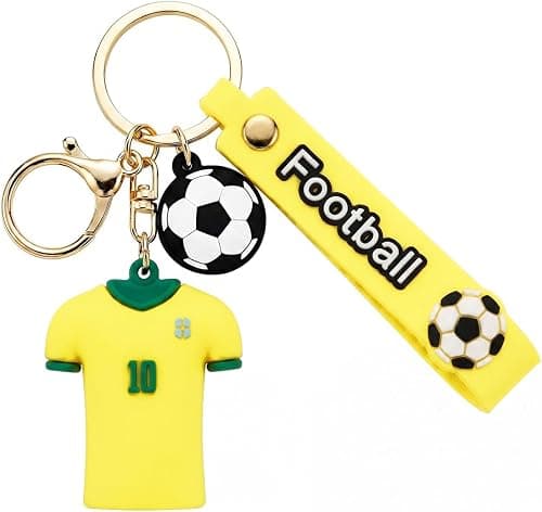 Jersey Keychain Football Key Chain for World Cup 2026 Silicone Key Chains Pendant Men's Sports Soccer Ball Accessories Perfect for Keys, Gym Bags & Backpacks (Yellow) على Amazon.ae - متتبع الأسعار
