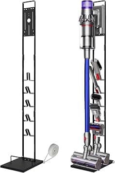 Vacuum Stand for Dyson V15 V11 V10 V8 V7 V6 with Wheels, Heavy Base Metal Bracket Vacuum Holder, Storage Bracket Stand for Dyson Cordless Vacuum Cleaners and Accessories Attachments (Black) - متتبع أسعار Amazon.sa