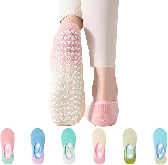 6 Pairs Pilates Socks for Women - Non Slip Grip Socks for Yoga, Barre, Hospital, Dance, Barefoot on Amazon.ae - Price Tracker