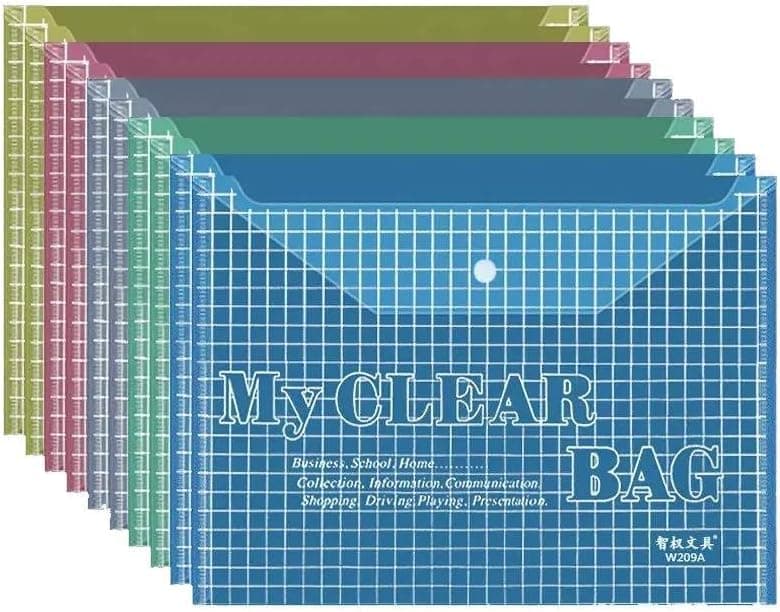 MOMENT 12 Pack Plastic Envelopes,A4 Size File Folder with Button Snap Closure for Documents, Reusable Clear file folders Plastic File Bag Poly Filling Envelopes, A4 Size (Assorted-New) on Amazon.ae - Price Tracker