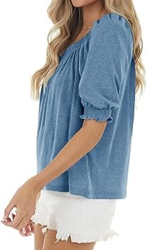 Womens Top Straight Hem Machine Wash Scoop Neck Home Blouse on Amazon.ae - Price Tracker