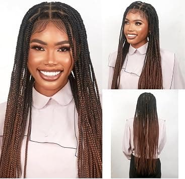 Wow Braids 36" Full HD Transparent Lace Front Medium Knotless Braided Wig with Baby Hair - Synthetic hand-made box braids wig for black women on Amazon.ae - Price Tracker