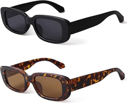 KUGUAOK Retro Rectangle Sunglasses Women and Men Vintage Small Square Sun Glasses UV Protection Glasse on Amazon - Best Deal Finder