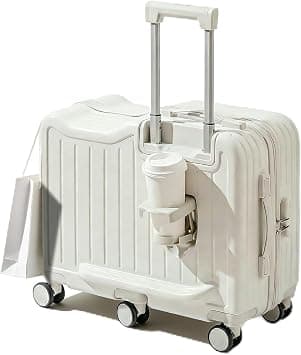 Kids Ride-On Suitcase, 20" ABS Hard Shell Carry-On Case with Cup Holder & Side Hook & Phone Holder, 6 * 360° Silent Wheels, Build-in Password Lock, Fun Trunk Case for Air Travel (white) on Amazon - Best Deal Finder