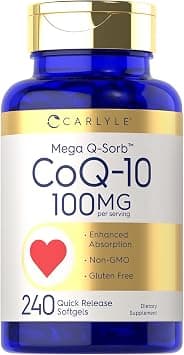 Carlyle CoQ10 Softgels 100mg | 240 Count | Mega Q-Sorb Coenzyme Q-10 | With Black Pepper Extract | GMO & Gluten Free Supplement on Amazon.ae - Price Tracker