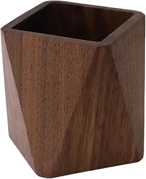 Black Walnut Wooden Pencil Box, Multiple-Use Desk Writing Stationary Organizer Wood Pen Holder Cups Office School Supplies Storage (Prismatic Shape) on Amazon.ae - Price Tracker