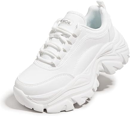 LUCKY STEP Women Chunky Platform Dad Black Casual Lace-Up Walking Sneaker على Amazon.ae - متتبع الأسعار