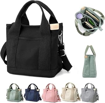 Large Capacity Multi-Pocket Handbag Canvas Japanese Handmade Tote Crossbody Bag Shoulder Purse for Work Daily Travel (Black) on Amazon.ae - Price Tracker