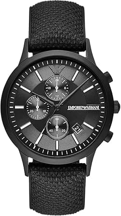 Emporio Armani Watch for Men, Quartz Chronograph Movement and 43mm Case Size with Fabric Strap on Amazon.ae - Price Tracker