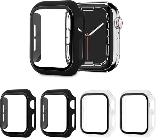 4 Pack PC Case Cover with Screen Protector Compatible with Apple Watch SE 6 5 4 40mm,Tempered Glass Screen Protector Overall Protective Cover for iWatch SE 6 5 4 40mm, (2 Black + 2 Trasparente) on Amazon.ae - Price Tracker
