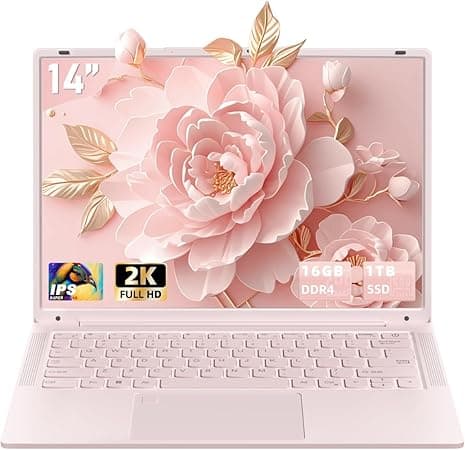 14''Pink Laptop 16GB DDR4 RAM 1TB SSD,2K UHD (2160 * 1440) IPS Display Laptop, Celeron N150 CPU (Up to 3.6 Ghz) Win 11 Portable PC/WiFi 5,Type-C,3MP Camera,6000Mah,BT5.0,Fingerprint (16G+1TB) on Amazon.ae - Price Tracker