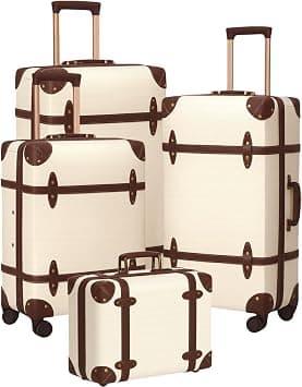 4 Piece PU Leather Luggage Set 14/20/24/28 Inch White Santo,Hard Shell Trolley Suitcase with Secure Combination Lock, Spinner Wheels, Lightweight Travel Bag for Family, Business, and Gulf Trips on Amazon - Best Deal Finder